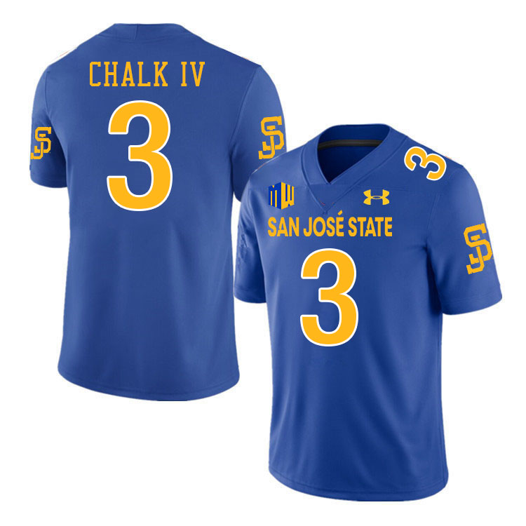 San Jose State Spartans #3 Floyd Chalk IV College Football Jerseys,Uniforms-Royal